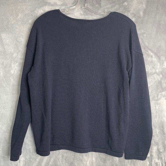 Talbots‎ Weekend V Neck Pullover Sweater Jumper Womens L Petite Navy Blue Soft - Picture 2 of 7